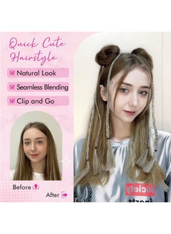 REECHO 2 PCS Mini Claw Clip in Messy & Cat Ears Hair Bun Extensions HB001 Wig Accessory Updo Hairpieces for Women Girls (Pack of 2-3.5" Wavy, Dark Brown)  - Image 5