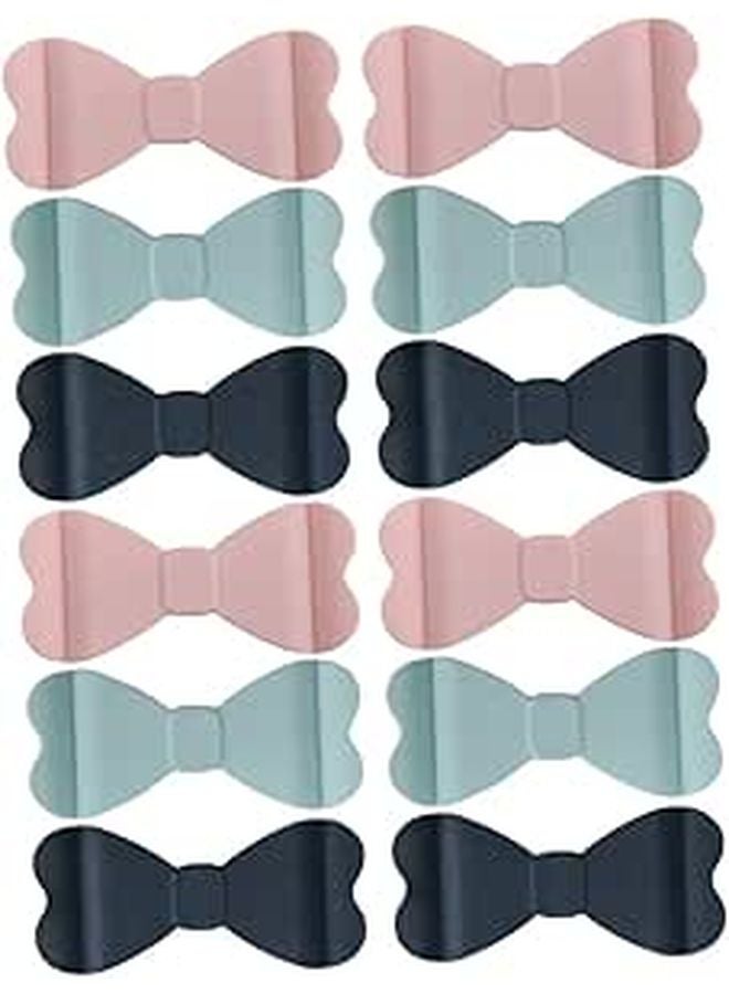 12 Pcs Bowknot Design Adhesive Wire Clips Cable Organizer For Home Office Use - Image 1
