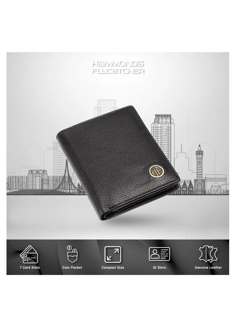 Hammonds Flycatcher  Leather Wallets for Men - RFID Protected Bi-Fold Money Wallet with Total 10 Slots/Pockets - Gift for Men - Black  | Best Price UAE
