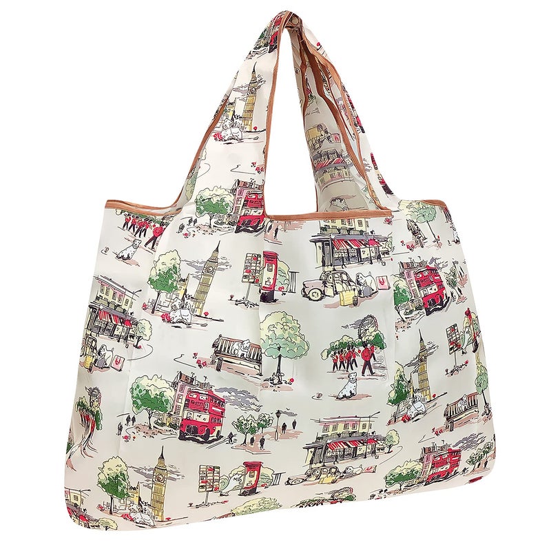 allydrew Large Foldable Tote Nylon Reusable Grocery Bag London
