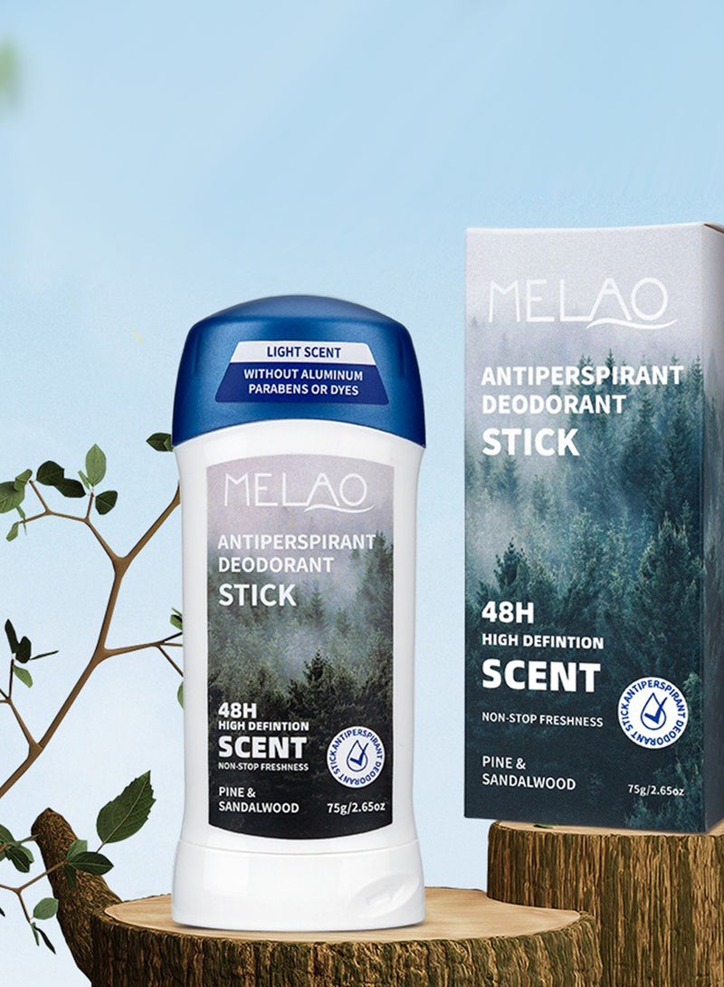 MELAO Antiperspirant Deodorant Stick for Men, Long Lasting Refreshing Gentle Underarm Care, 48 Hour Sweat and Odor Protection, Relieve Body Odor 75g - Image 2