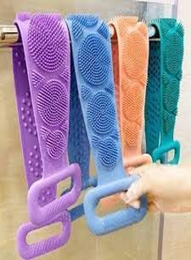 Geocell Silicone Bathing Scrubber Double Side Brush for Skin Deep Cleaning, Dead Skin Removal Exfoliating Belt for Shower, Easy to Clean, Lathers Well Men & Women & Kids - any color (Multicolor) - Image 5