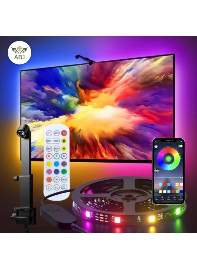 أيه بي جي إضاءة خلفية تلفزيون LED، شريط إضاءة ذكي RGBIC بطول ‎12.5‎ قدم لتلفزيونات وشاشات كمبيوتر مقاس ‎55‎-‎65‎ بوصة، مزود بحساس ضوء وعدسة عين السمكة، تحكم ذكي عبر التطبيق، مزامنة الألوان مع الألعاب والموسيقى، يعمل بمدخل ‎USB‎ - Image 1