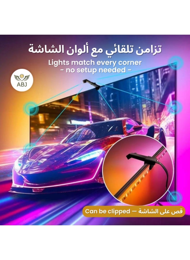 أيه بي جي إضاءة خلفية تلفزيون LED، شريط إضاءة ذكي RGBIC بطول ‎12.5‎ قدم لتلفزيونات وشاشات كمبيوتر مقاس ‎55‎-‎65‎ بوصة، مزود بحساس ضوء وعدسة عين السمكة، تحكم ذكي عبر التطبيق، مزامنة الألوان مع الألعاب والموسيقى، يعمل بمدخل ‎USB‎ - Image 2