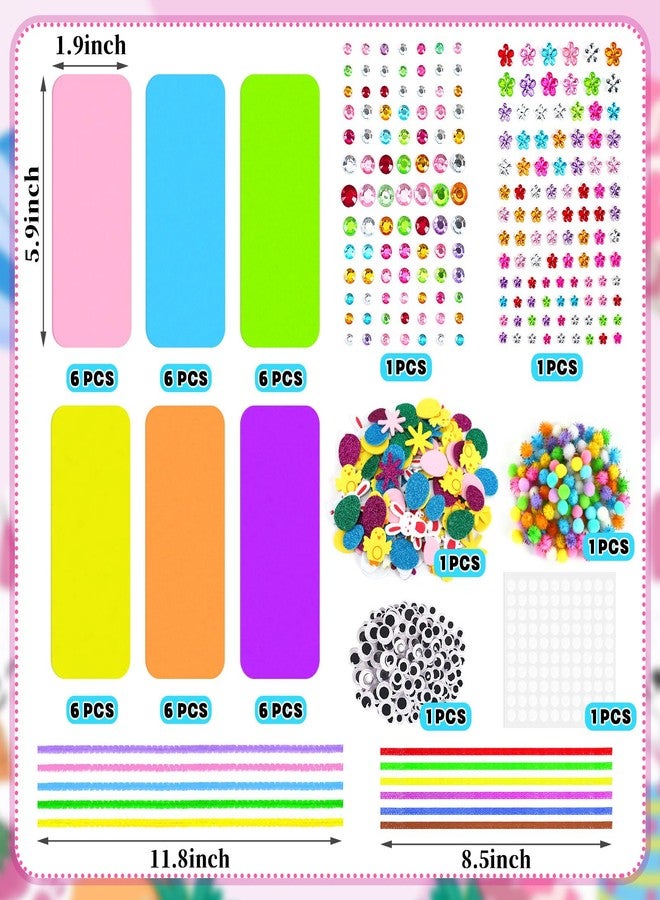 JULBEAR 36 Sets Easter DIY Bookmarks Kit, Rhinestone Stickers, Self-Adhesive Stickers Pom Poms, Pipe Cleaner Googly Eyes for Kids Classroom Activities, Party Favor Art Project - Image 2