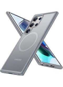 TORRAS Magnetic Shockproof for Samsung Galaxy S24 Ultra Case, [18N Strong Magnetic] [12 FT Mil-Grade Protection] [Compatible with MagSafe] Protective Translucent Matte Slim Case, Guardian- Mag, Gray  - Image 1