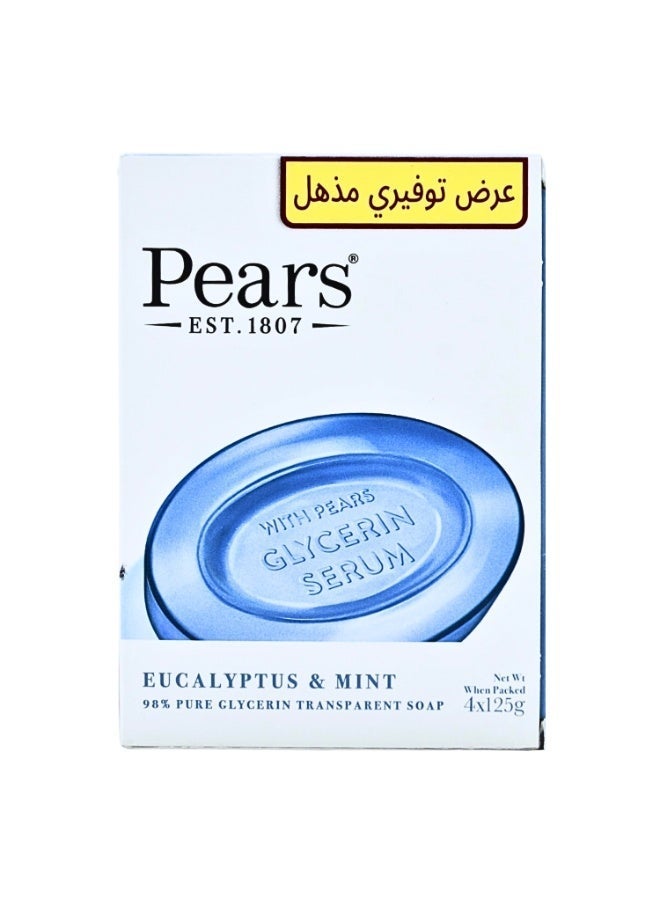 Pears Soap Eucalyptus & Mint, 125g × 4Pcs - Image 1