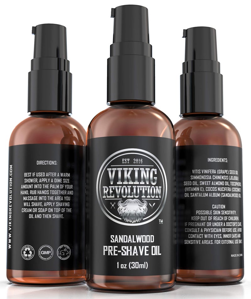 Viking Revolution Sandalwood Pre-Shave Oil for Men - Smooth, Irritation-Free Shave, 1 Fl Oz - All Skin Types - Image 3