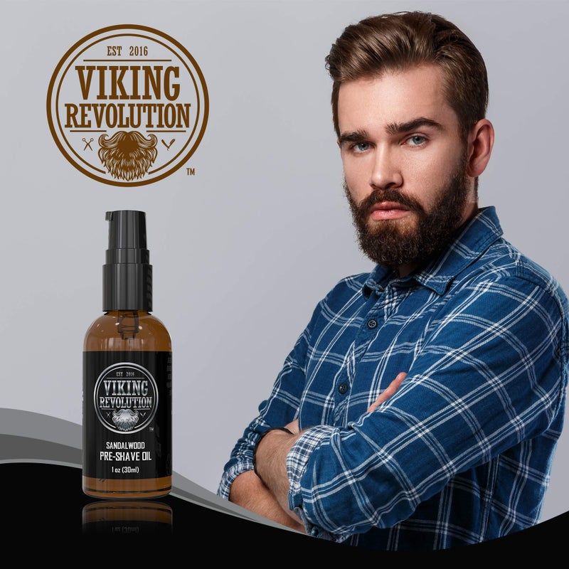 Viking Revolution Sandalwood Pre-Shave Oil for Men - Smooth, Irritation-Free Shave, 1 Fl Oz - All Skin Types - Image 4