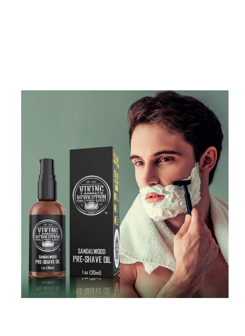 Viking Revolution Pre Shave Oil for Men - Best Shaving Oil with Sandalwood for Safety Razor, Straight Razor - For the Smoothest, Irritation Free Shave  - Image 3
