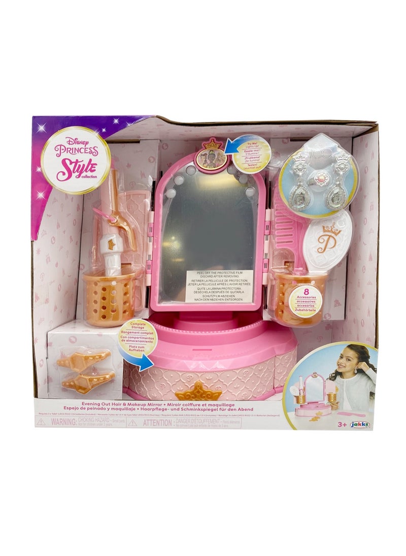 Disney Disney Princess Style Hair & Make up Mirror with LED Lights, Battery Operated | Realistic Beauty Accessories | Pretend Play Dress Up | Role Play | Fashion Dress Up | Beauty  Playset | Gift for Girls  - Image 1