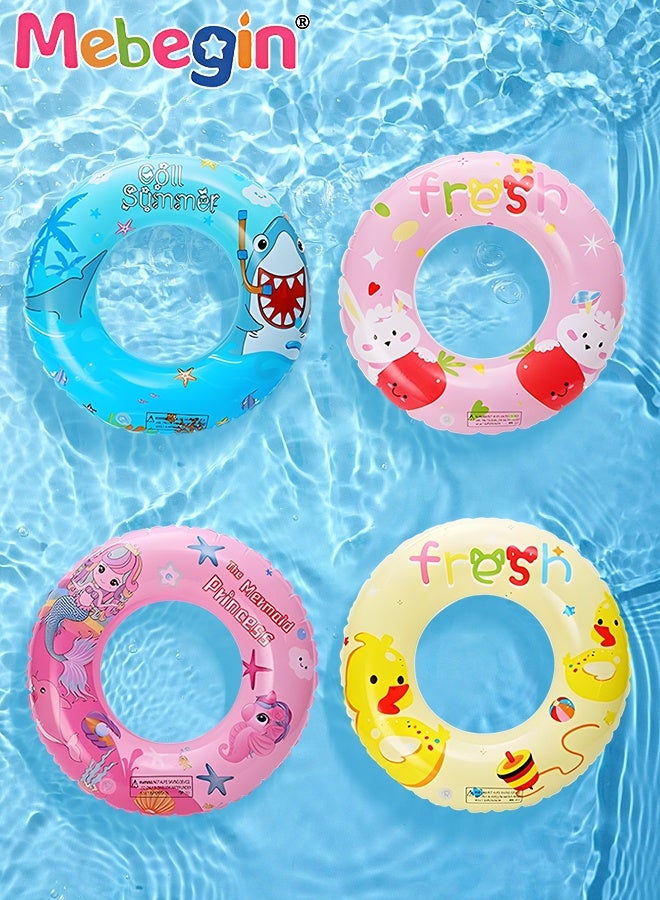 MEBEGIN 4 PCS 80cm Swimming Rings with Cartoon Patterns, Durable Pool Floaties Toys, Unique Inflatable Pool Float, Fun Water Toys, Pool Party Supplies, Suitable for Pools, Beaches, Parties and Water Sports - Image 1
