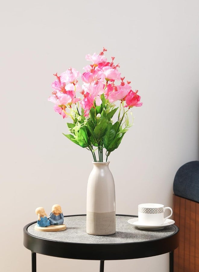 Fourwalls Polyester Fabric and Plastic Artificial Habicicus Flower Bunches (10 cm x 10 cm x 48 cm, Light/Pink,Pack of 1) - Image 2