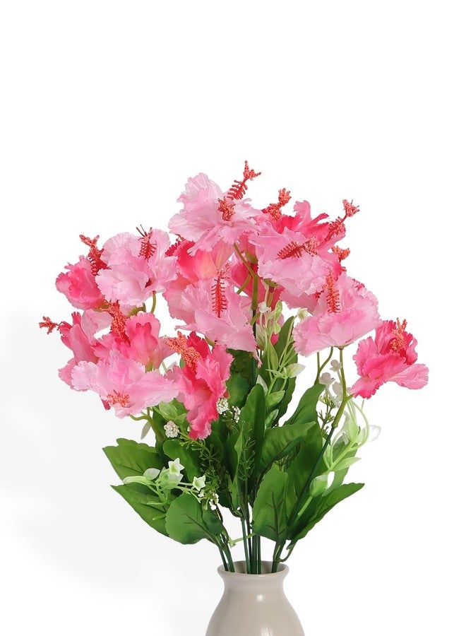 Fourwalls Polyester Fabric and Plastic Artificial Habicicus Flower Bunches (10 cm x 10 cm x 48 cm, Light/Pink,Pack of 1) - Image 4