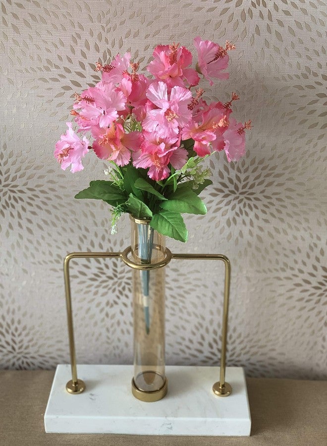Fourwalls Polyester Fabric and Plastic Artificial Habicicus Flower Bunches (10 cm x 10 cm x 48 cm, Light/Pink,Pack of 1) - Image 1