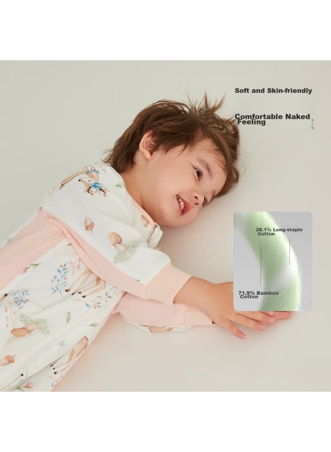 Wellber Baby Sleeping Bag For 1-3 Years Old Children, Front 6 Back 4 Bamboo Cotton Gauze Split-leg Pajamas, Baby Spring And Summer Garden Rabbit Design, Size L - Image 2