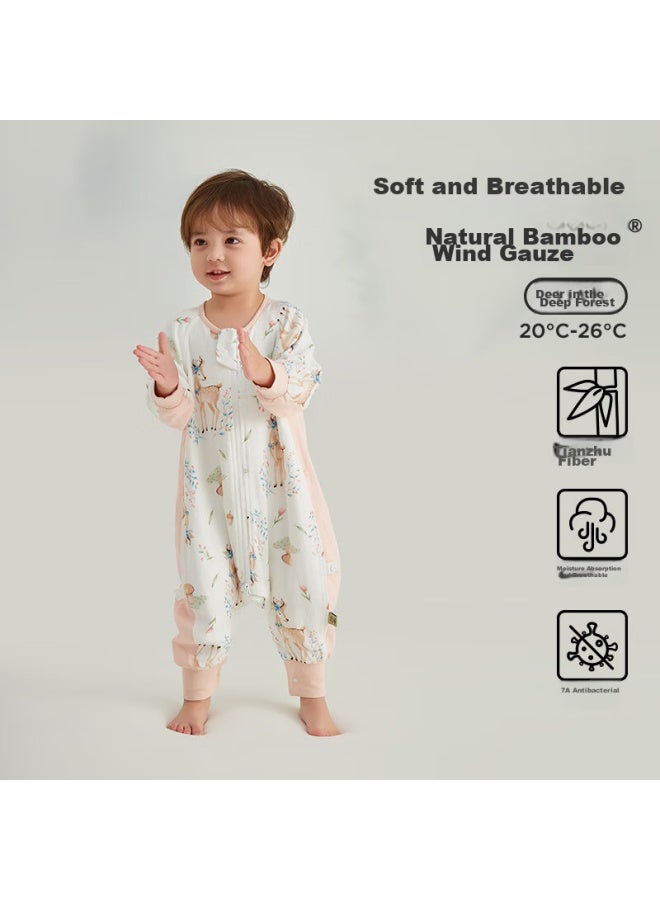 Wellber Baby Sleeping Bag For 1-3 Years Old Children, Front 6 Back 4 Bamboo Cotton Gauze Split-leg Pajamas, Baby Spring And Summer Garden Rabbit Design, Size L - Image 1