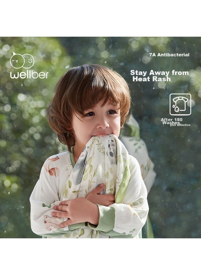 Wellber Baby Sleeping Bag For 1-3 Years Old Children, Front 6 Back 4 Bamboo Cotton Gauze Split-leg Pajamas, Baby Spring And Summer Garden Rabbit Design, Size L - Image 3