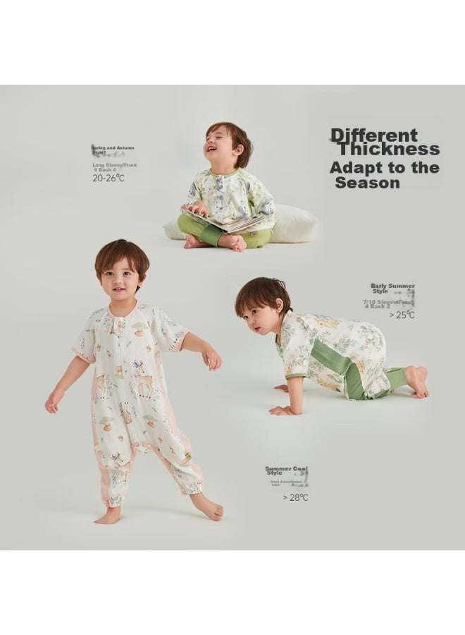 Wellber Baby Sleeping Bag For 1-3 Years Old Children, Front 6 Back 4 Bamboo Cotton Gauze Split-leg Pajamas, Baby Spring And Summer Garden Rabbit Design, Size L - Image 4