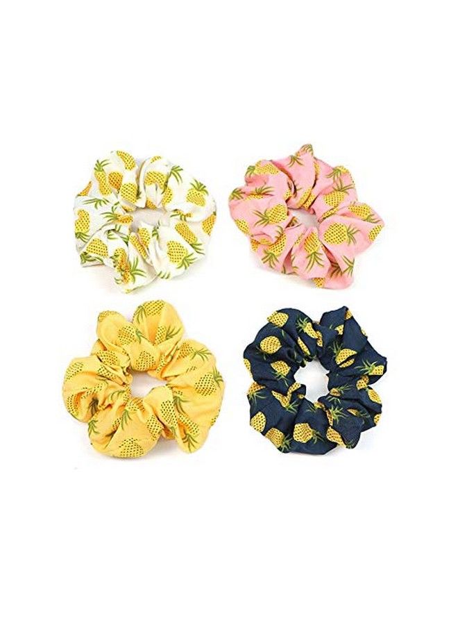 SYBL 4 قطع أربطة شعر مطبوعة على شكل أناناس مرنة لربط الشعر، أربطة شعر، حبال شعر، أربطة شعر، حوامل ذيل حصان، أشرطة رأس للنساء أو الفتيات، إكسسوارات شعر (لون عشوائي) - Image 2