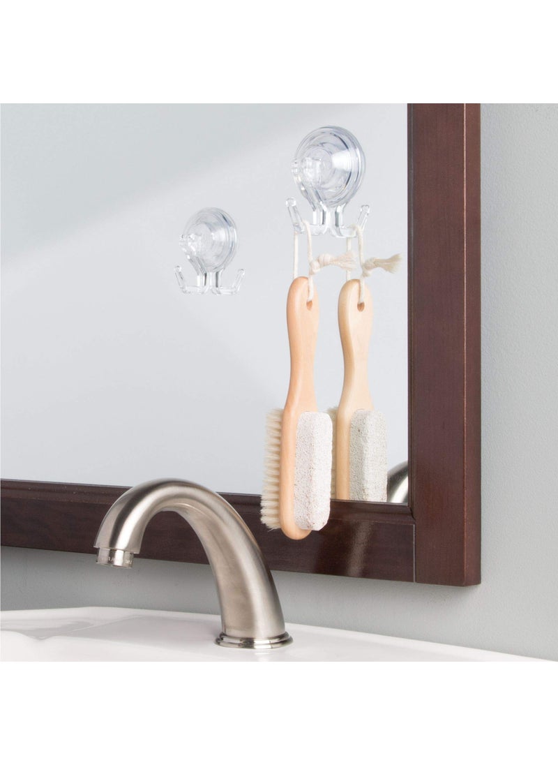 InterDesign iDesign Power Lock Bathroom Suction Cup Hooks for Loofah, Towels, Sponges and More, Set of 2, Clear  - Image 4
