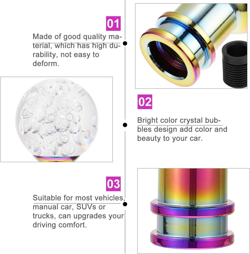 ORFOFE Acrylic Crystal Gear Shift Knob with 3pcs M8 M10 Large Adapter Set Round Manual Car Knob Replacement for Manual Transmission Vehicles - Image 3