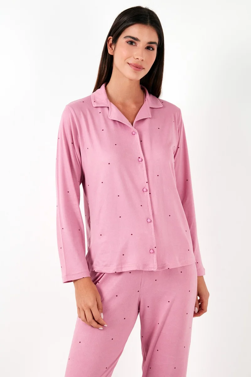 Lela Regular Fit Shirt Collar Long Sleeve Pajama Set Women's Pajama Set 65750701