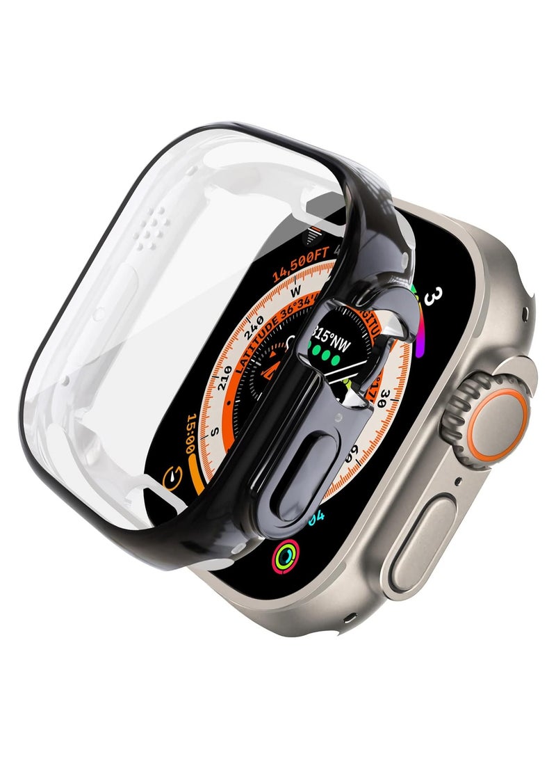 Screen Protector for Apple Watch Ultra Case 49mm,HD Ultra-Thin Screen Protector TPU All Around Overall Protective Cover for Apple Watch Ultra 49mm Accessories Bumper iwatch Case,black