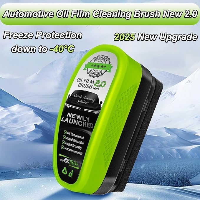 Azonee Cross-material combo compatible Upgrade 150ml Automotive Oil Film Cleaning Brush - Reusable Windshield Cleaner | Glass Coating Function to Prevent Rain | Effective Stain Removal Tool, Suitable for Most Vehicle Windscreens Reinforced edge - Image 3