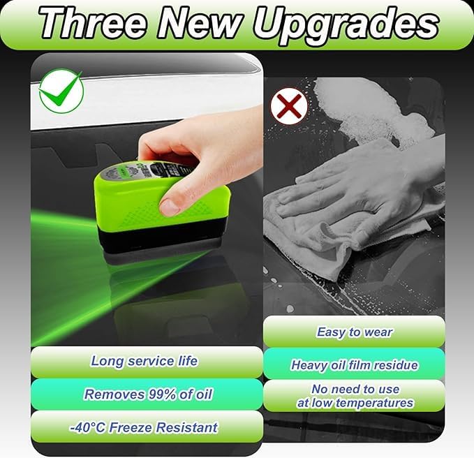 Azonee Cross-material combo compatible Upgrade 150ml Automotive Oil Film Cleaning Brush - Reusable Windshield Cleaner | Glass Coating Function to Prevent Rain | Effective Stain Removal Tool, Suitable for Most Vehicle Windscreens Reinforced edge - Image 5
