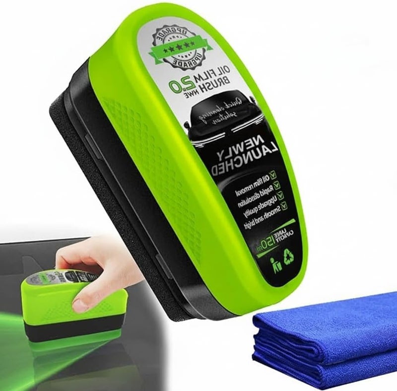 Azonee Cross-material combo compatible Upgrade 150ml Automotive Oil Film Cleaning Brush - Reusable Windshield Cleaner | Glass Coating Function to Prevent Rain | Effective Stain Removal Tool, Suitable for Most Vehicle Windscreens Reinforced edge - Image 1