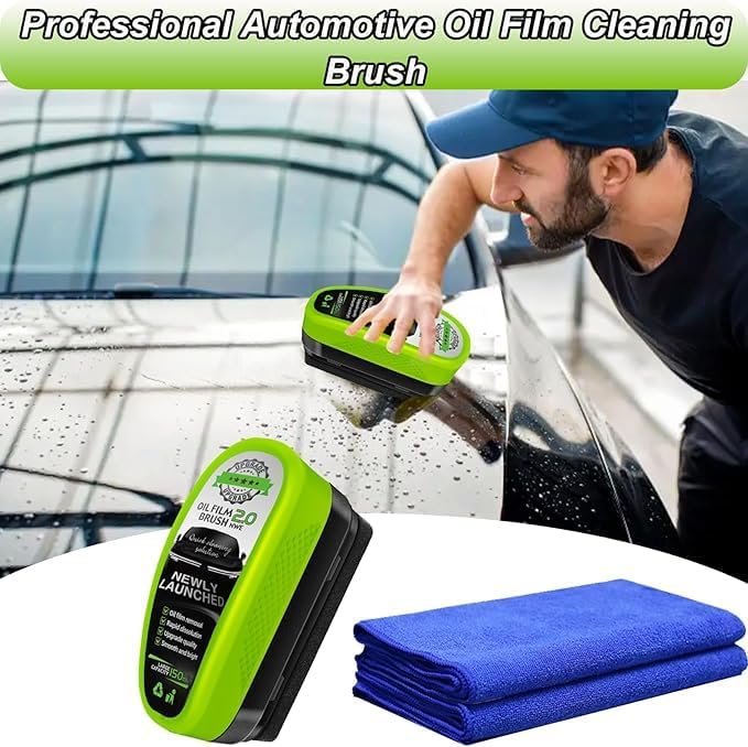 Azonee Cross-material combo compatible Upgrade 150ml Automotive Oil Film Cleaning Brush - Reusable Windshield Cleaner | Glass Coating Function to Prevent Rain | Effective Stain Removal Tool, Suitable for Most Vehicle Windscreens Reinforced edge - Image 2