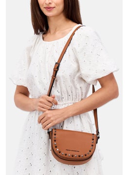 French Connection Women Stud Cross Body Bag 15 H x 20 L x 6 W cm, Brown  - Image 2