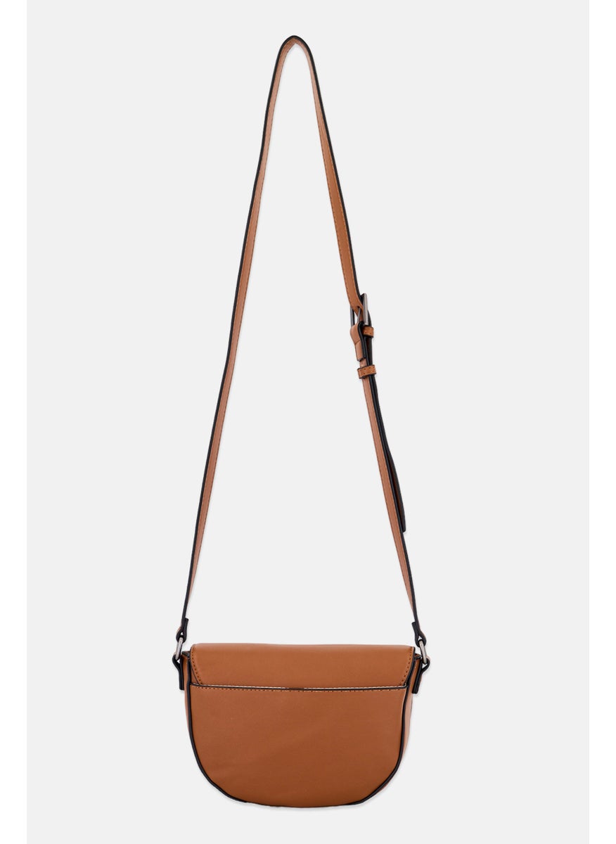 French Connection Women Stud Cross Body Bag 15 H x 20 L x 6 W cm, Brown  - Image 3
