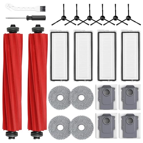 AnDongo 22 Pack Replacement Accessories for Roborock Qrevo S/Qrevo Pro/Qrevo Plus/Qrevo MaxV【Not for Qrevo】Robot Vacuum, 2 Mainbrush 4 Filter 4 Dust Bags 4 Mop Pads 6 Sidebrush 1 Cleaning Brush 1 Screwdriver - Image 1