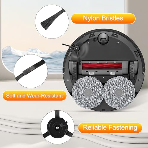 AnDongo 22 Pack Replacement Accessories for Roborock Qrevo S/Qrevo Pro/Qrevo Plus/Qrevo MaxV【Not for Qrevo】Robot Vacuum, 2 Mainbrush 4 Filter 4 Dust Bags 4 Mop Pads 6 Sidebrush 1 Cleaning Brush 1 Screwdriver - Image 4
