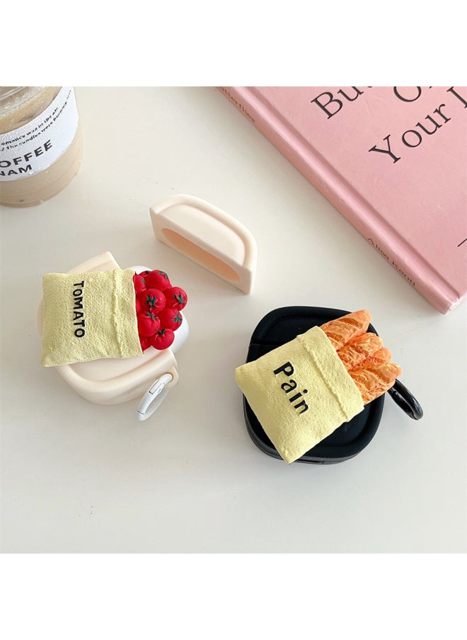 Generic - Cartoon Tomato French Bread For Apple Earphone Case Suitable For Airpods 1/2 Generation Silicone Soft Bluetooth Shell For Apple-Color:Tomato-Applicable Model:airpods4 Generation - Image 1