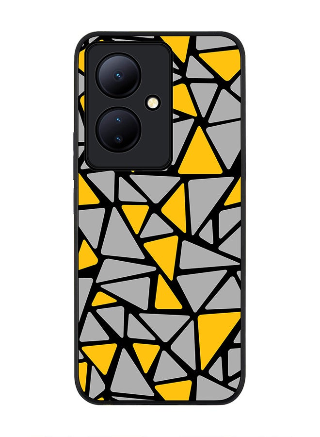 Stylizedd Rugged Black edge case for Vivo V29 Lite, Slim fit Soft Case Flexible Rubber Edges Anti Drop TPU Gel Thin Cover- Triabstract - Image 1