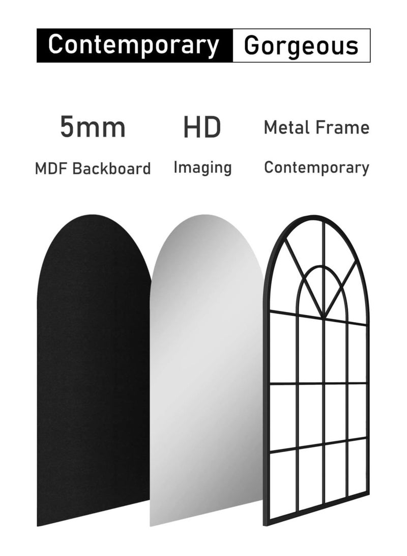 فيبارتي مرآة حائط نافذة مقوسة معدنية سوداء 40x70 سم - تصميم زجاج نافذة مائل ومثبت على الحائط ، نمط مزرعة ريفية ، مرآة عتيقة لغرفة المعيشة ، مدخل ، مدفأة ، ديكور منزلي أنيق للمدخل ، غرفة النوم ، وغرفة المعيشة ، ديكور حائط ريفي حديث ، مرآة مقوسة مزخرفة ، مرآة حائط كبيرة أنيقة للمنزل. - Image 4