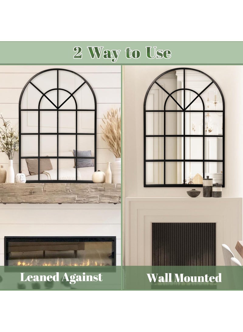 فيبارتي مرآة حائط نافذة مقوسة معدنية سوداء 40x70 سم - تصميم زجاج نافذة مائل ومثبت على الحائط ، نمط مزرعة ريفية ، مرآة عتيقة لغرفة المعيشة ، مدخل ، مدفأة ، ديكور منزلي أنيق للمدخل ، غرفة النوم ، وغرفة المعيشة ، ديكور حائط ريفي حديث ، مرآة مقوسة مزخرفة ، مرآة حائط كبيرة أنيقة للمنزل. - Image 5