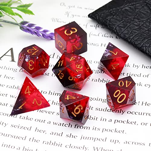 Haxtec Sharp Edge DND Dice Set Purple Red Resin Dice Silver Flakes DD Dice for RPG Role Playing Games Compatible with Dungeons and Dragons Gift War Series - Image 5
