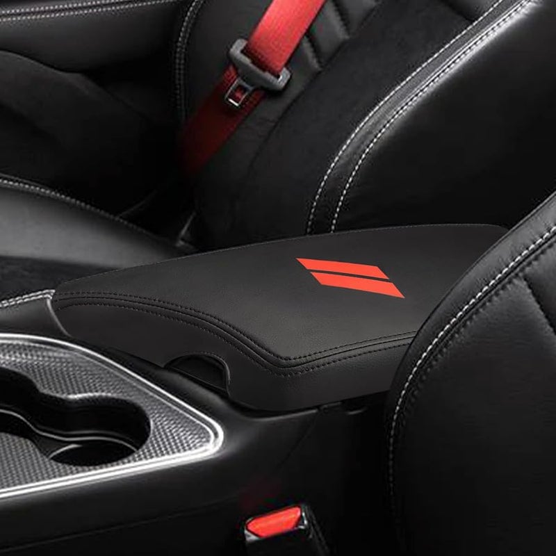 INTGET Car Center Console Armrest Cover for Dodge Challenger Accessories 2023 2022 2021 2020 2019 2018 2017 2016 2015 Interior Arm Rest Seat Cover Middle Console Lid Protector Pad(Black Stitches) - Image 5