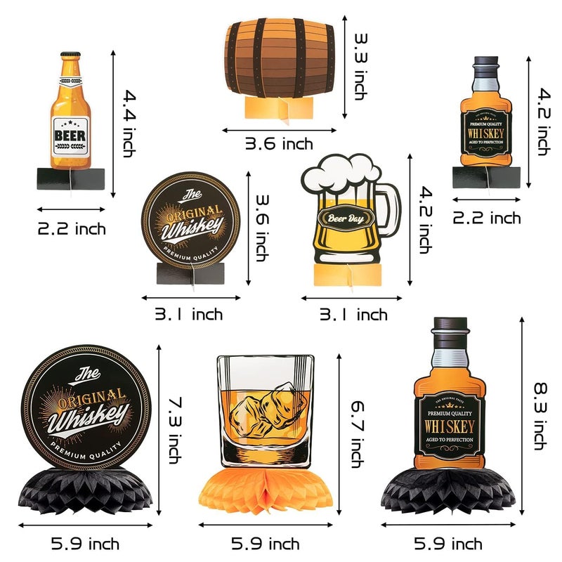 ANGOLIO Whiskey Beer Table Centerpieces - 12Pcs Whiskey Honeycomb Table Topper for Men Table Centerpiece 40th 50th 60th Birthday Party Family Photo Booth Props - Image 2