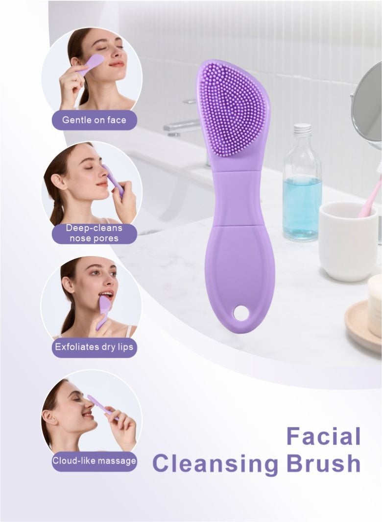 YEADMAL Silicone Face Scrubber Spatula —2in1 Pore Cleansing Brush Blackhead Remover Tool for Face Nose, Skin Black Head Remover Scraper for Men and Women Skin Care (Purple) - Image 3