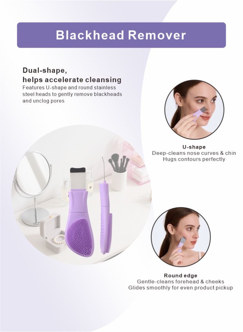 YEADMAL Silicone Face Scrubber Spatula —2in1 Pore Cleansing Brush Blackhead Remover Tool for Face Nose, Skin Black Head Remover Scraper for Men and Women Skin Care (Purple) - Image 4