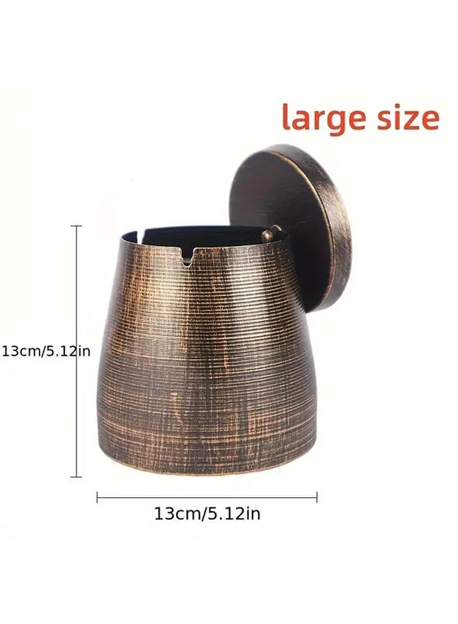 Large Size Stainless Steel Round Ashtray with Lid Non Slip Base Ash Catcher Holder - Image 3