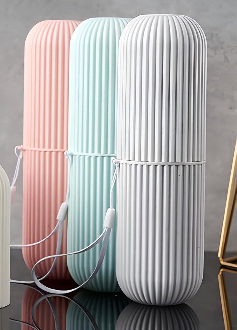 Aseenaa Capsule Shape Plastic Portable Toothpaste Toothbrush Case Holder, Storage Box Container Bathroom Organizer for Travel, Indoor and Outdoor | Pack of 3 | Color : Multicolor - Image 3