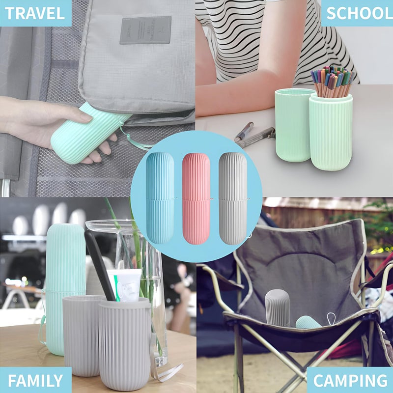 Aseenaa Capsule Shape Plastic Portable Toothpaste Toothbrush Case Holder, Storage Box Container Bathroom Organizer for Travel, Indoor and Outdoor | Pack of 3 | Color : Multicolor - Image 5