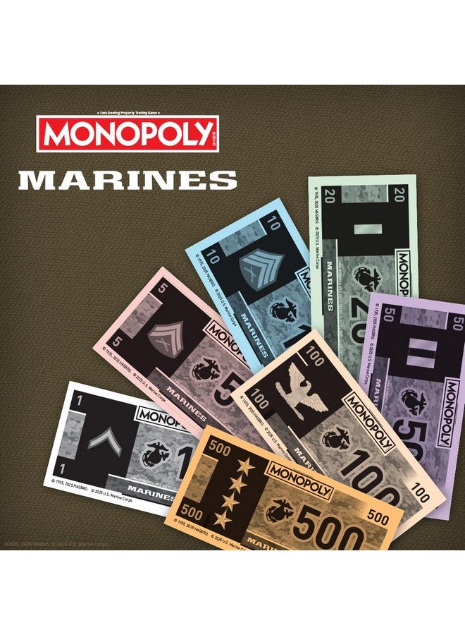 USAopoly مونوبولي: إصدار الذكرى 250 للبحرية، احتفل بـ 250 عامًا، اشترِ القواعد في جميع أنحاء العالم وقم بالترقية بالخيام والثكنات، العب كرموز: أحذية قتالية، بولدوغ، والمزيد، منتجات مرخصة رسميًا - Image 4