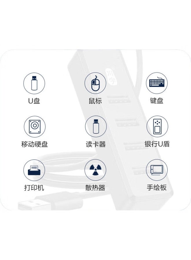 Chuanyu Usb2.0 Four-In Hub, 4-Port Expansion Dock, Multi-Port Adapter For Laptops And Desktop Computers, Keyboard And Mouse Extension Cable, 120Cm - Image 1